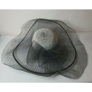 VTG Ann Dillon Brim Kentucky Derby Church Dressy Hat Black Lurex Large brim